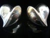 VINTAGE 1970S RETRO 18CT HUGE HEART CLIP EARRINGS HANDMADE DESIGNER