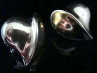 Image 2 of VINTAGE 1970S RETRO 18CT HUGE HEART CLIP EARRINGS HANDMADE DESIGNER