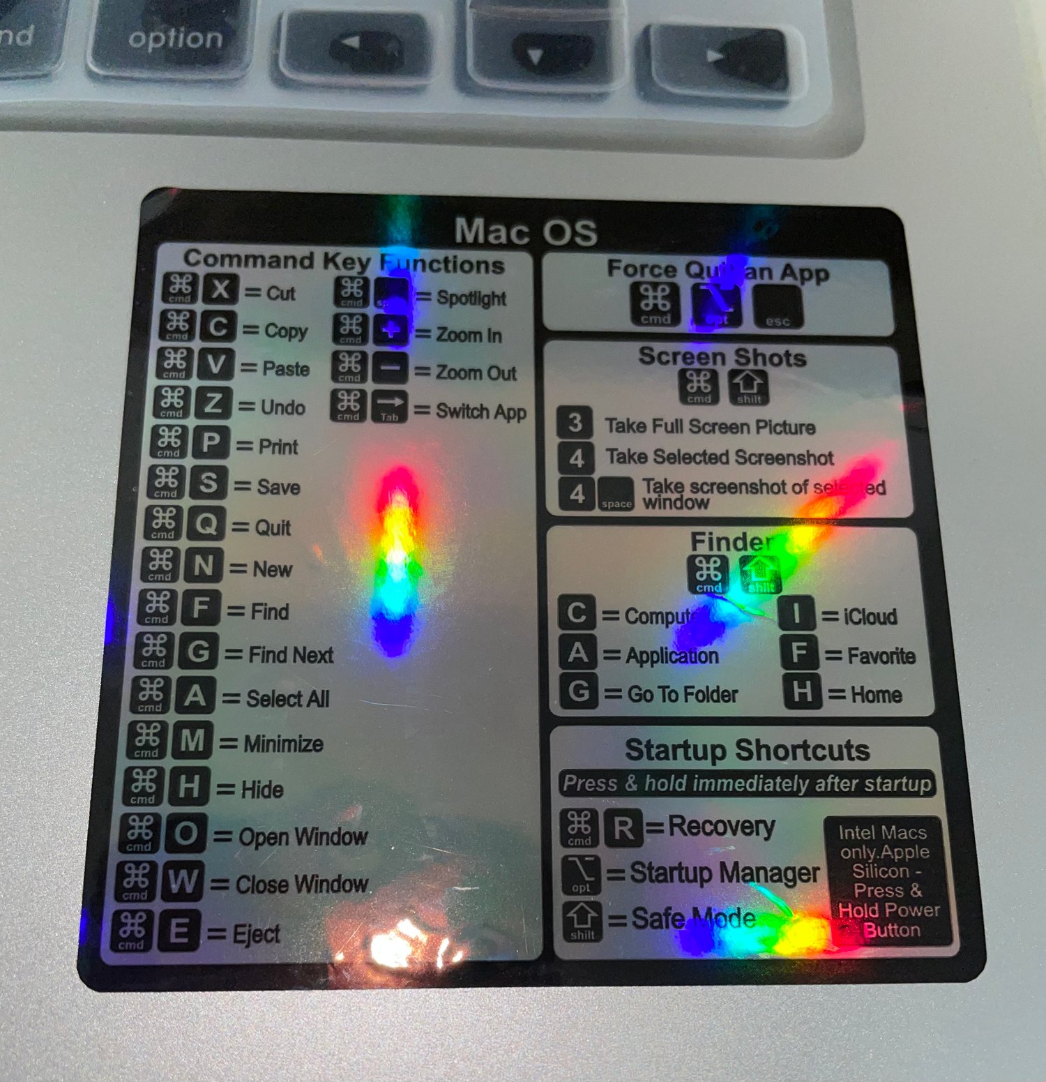 Image of Apple Mac OS  Shortcut Hologram Decal Sticker MacBook, m1