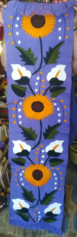 Image of Handmade, Hand Embroidered Mexican Table Runner 