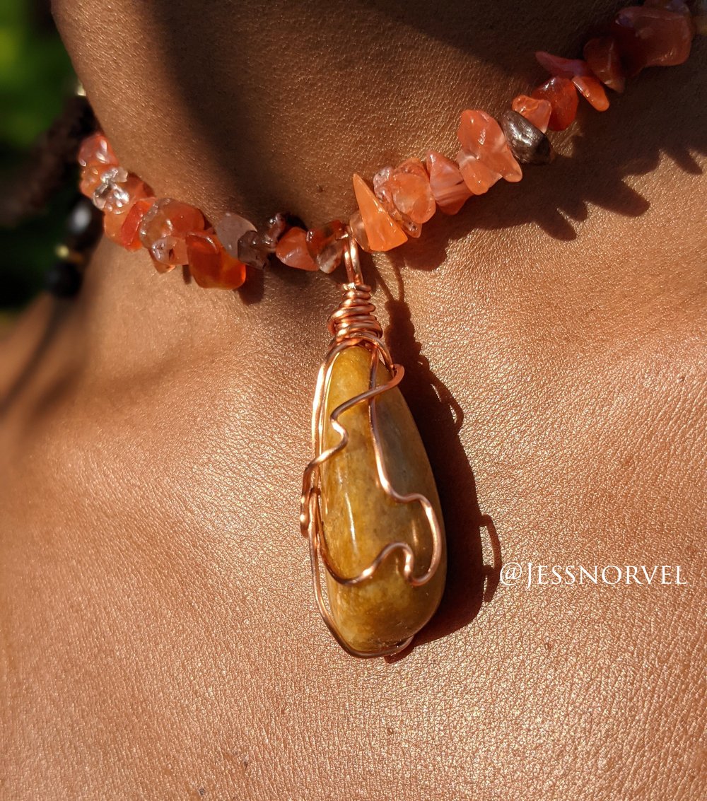 Image of Yellow aventurine & red agate choker