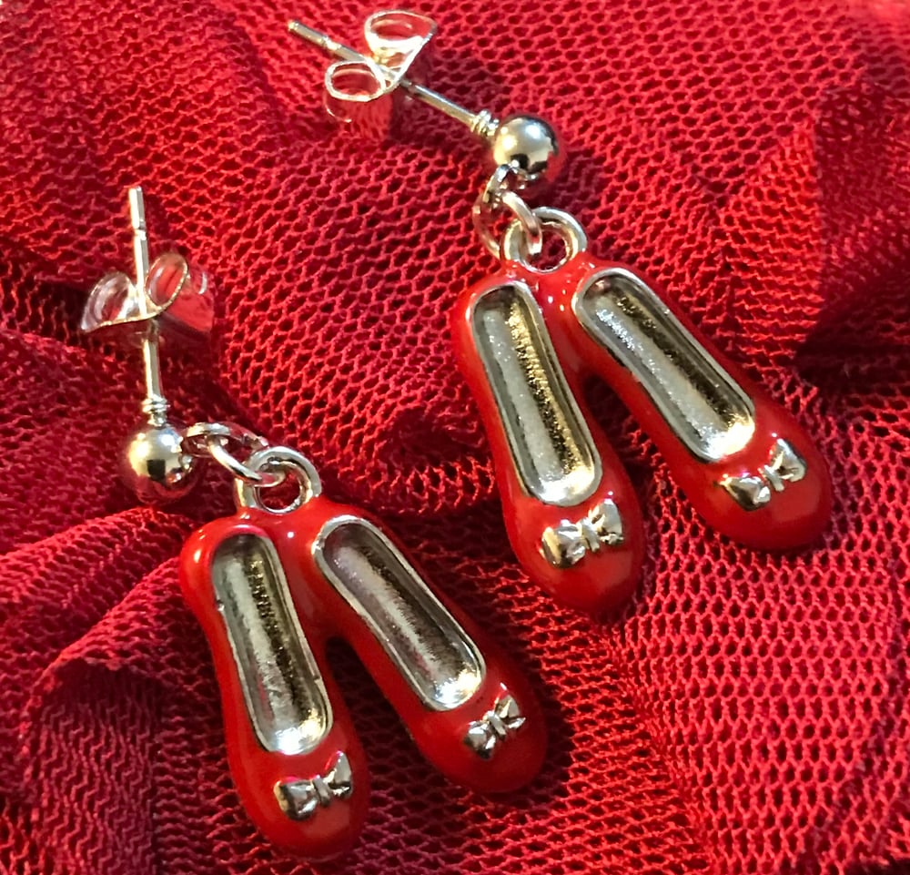 Image of Ruby red shoes stud earrings 