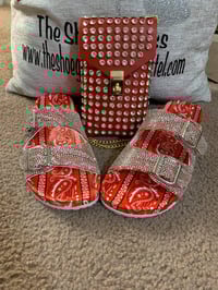Image 3 of "Bandie" red bandana sparkly slides