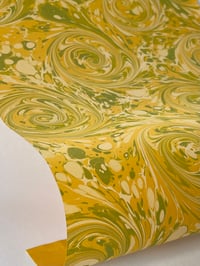 Image 2 of Marbled Paper Gouache on Citrine - 1/2 sheets
