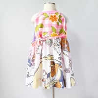 Image 2 of beauty belle beast  4/6 halter apron wrap dress sundress courtneycourtney vintage fabric disney pink
