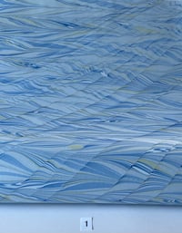 Image 1 of Marbled Paper Gouache Ripples on Azure Blue - 1/2 sheets