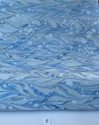 Image 3 of Marbled Paper Gouache Ripples on Azure Blue - 1/2 sheets