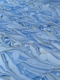 Image 4 of Marbled Paper Gouache Ripples on Azure Blue - 1/2 sheets