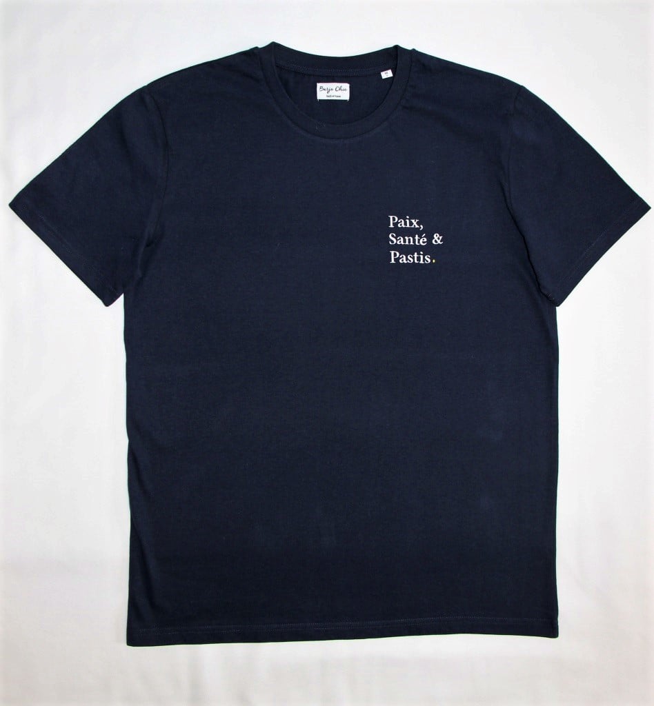 Image of T-Shirt Bleu Paix, Santé & Pastis.