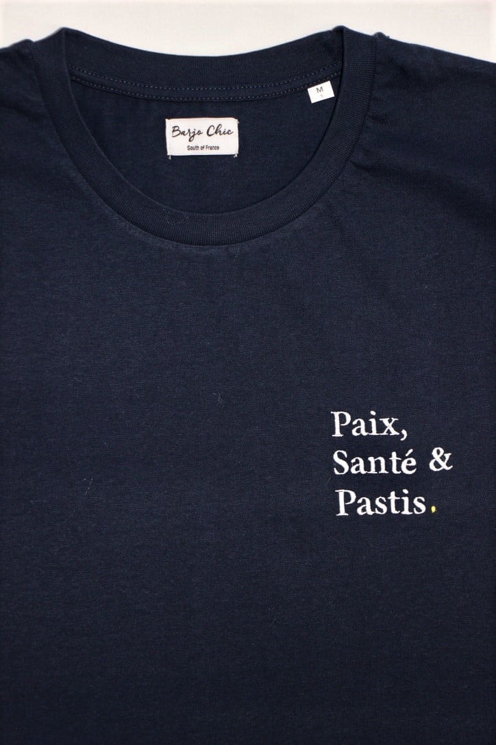 Image of T-Shirt Bleu Paix, Santé & Pastis.