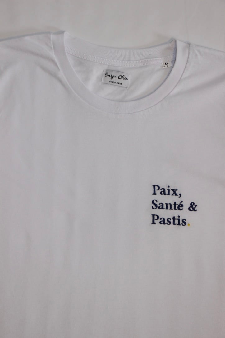 Image of T-Shirt Blanc Paix, Santé & Pastis.