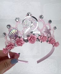 Image 2 of Mermaid birthday tiara crown In pinks & silver 