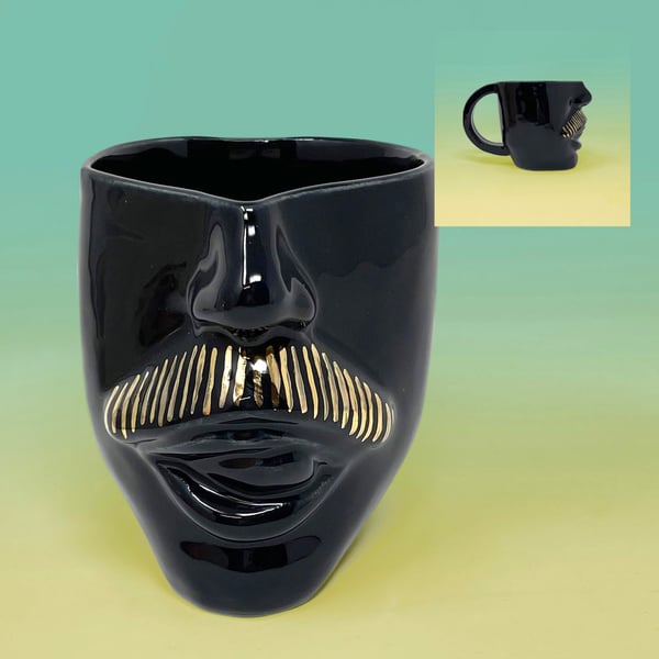 Image of Moustache Mugs (Tongue) with 22Kt Gold