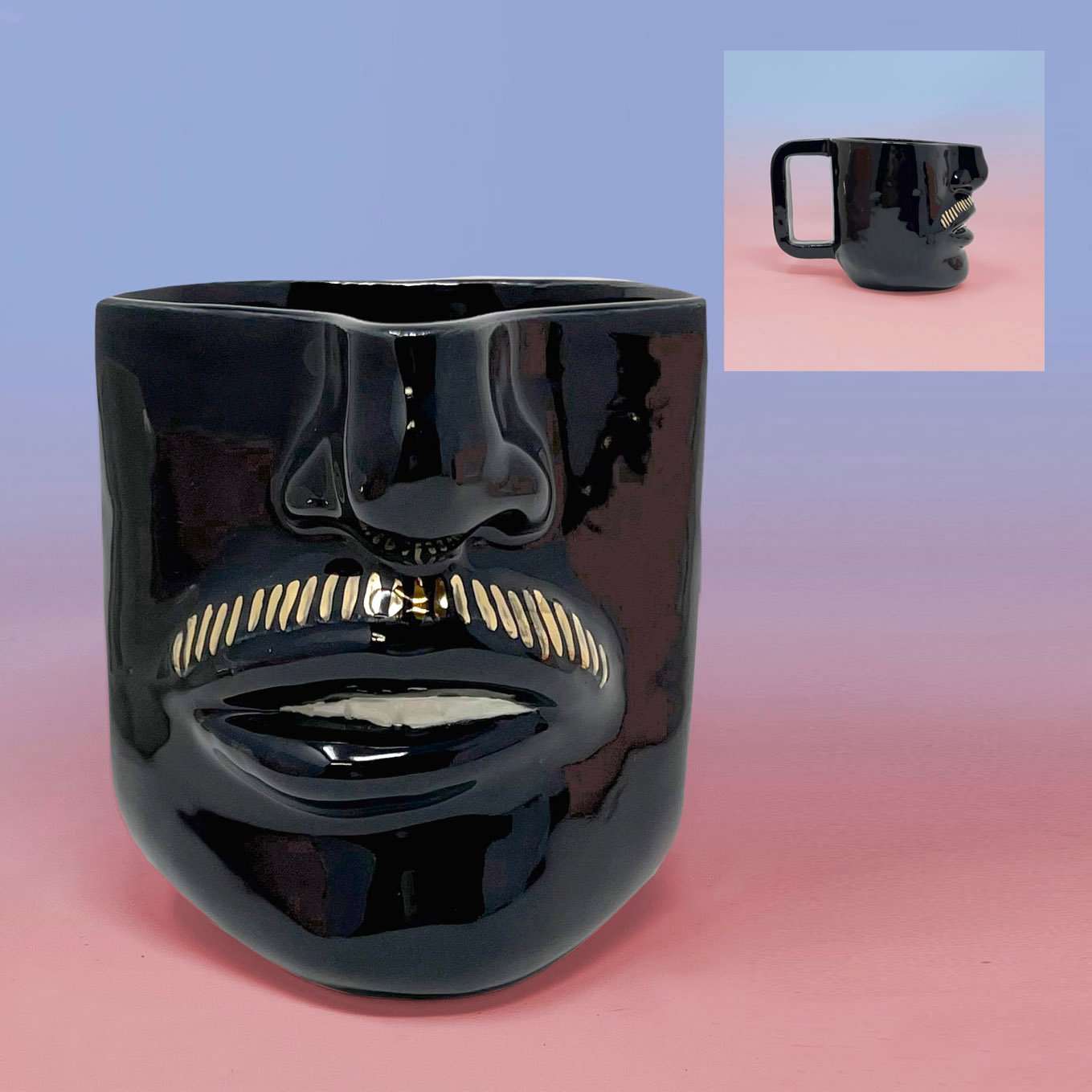 Image of Moustache Mug (Teeth) with 22Kt Gold
