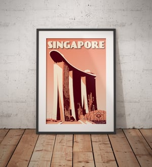 Image of Vintage poster Singapore - Marina Bay Sands - Coral - Fine Art Print