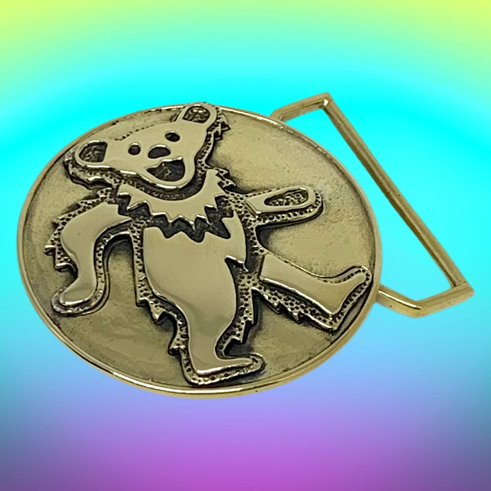 Image of Dancing Bear Buckle Cast in Yellow Brass