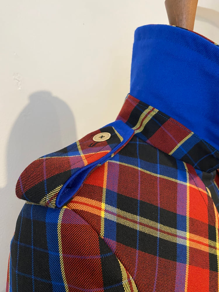 Image of Long line tartan trench