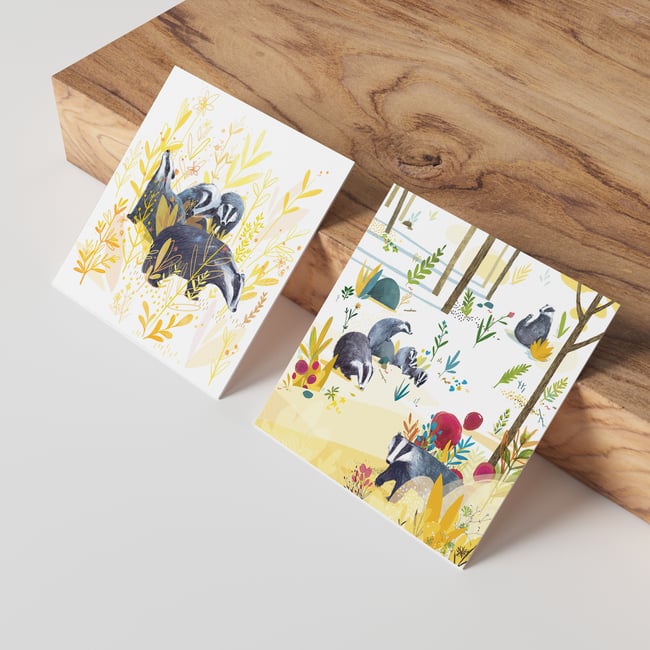 Lot 3 Cartes postales Blaireaux