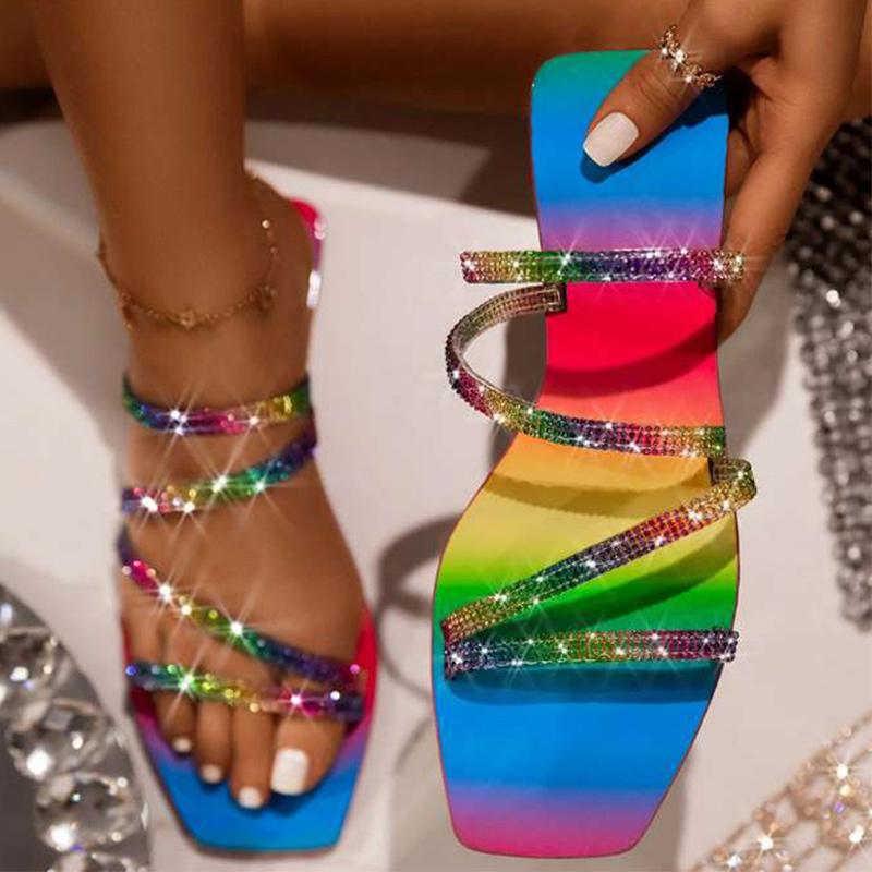 Image of Rainbow Rhinestone Sandals 