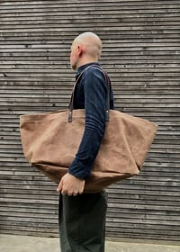 Image 1 of XXL waxed canvas tote bag with leather handles / canvas market bag / carry all bag COLLECTION UNISEX