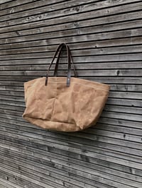 Image 5 of XXL waxed canvas tote bag with leather handles / canvas market bag / carry all bag COLLECTION UNISEX