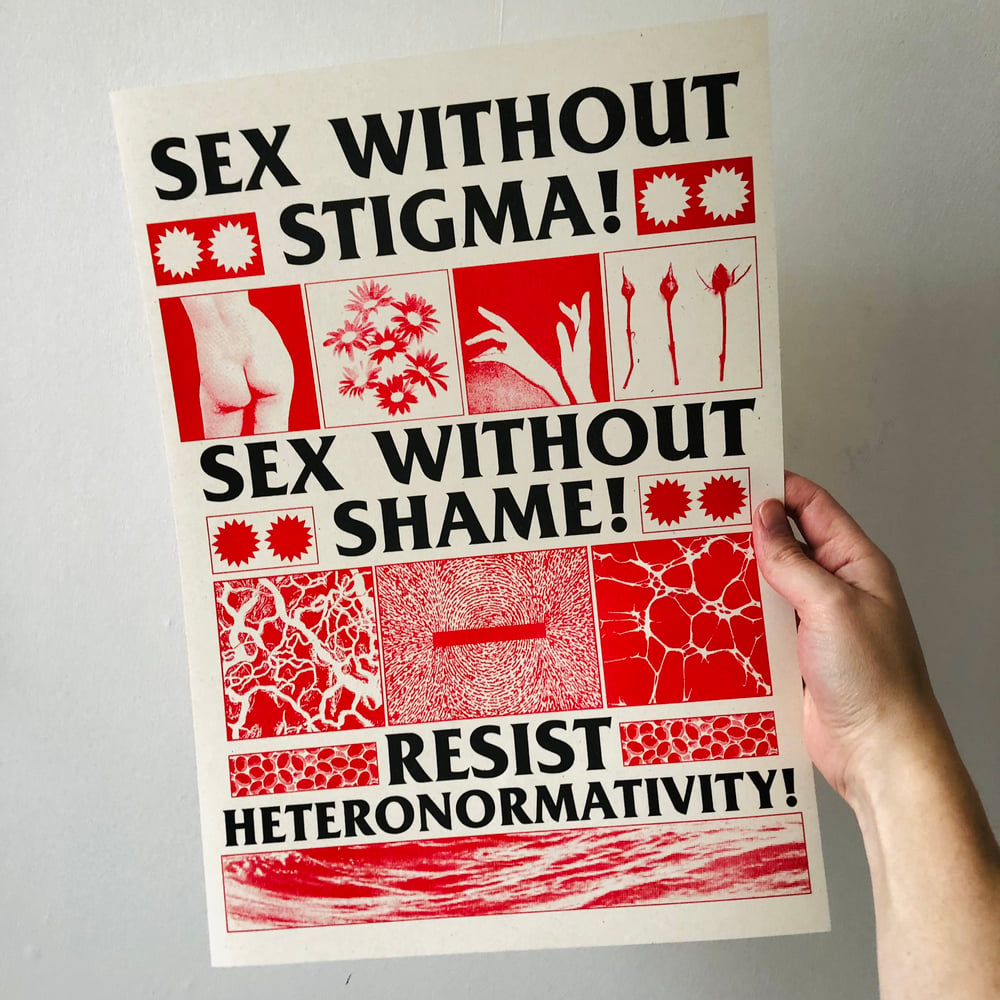 Image of Sex Without Stigma Sex Without Shame A3 riso print