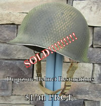 Image 5 of WWII M2 D-bale 517th PRCT Airborne Helmet Paratrooper Front Seam 