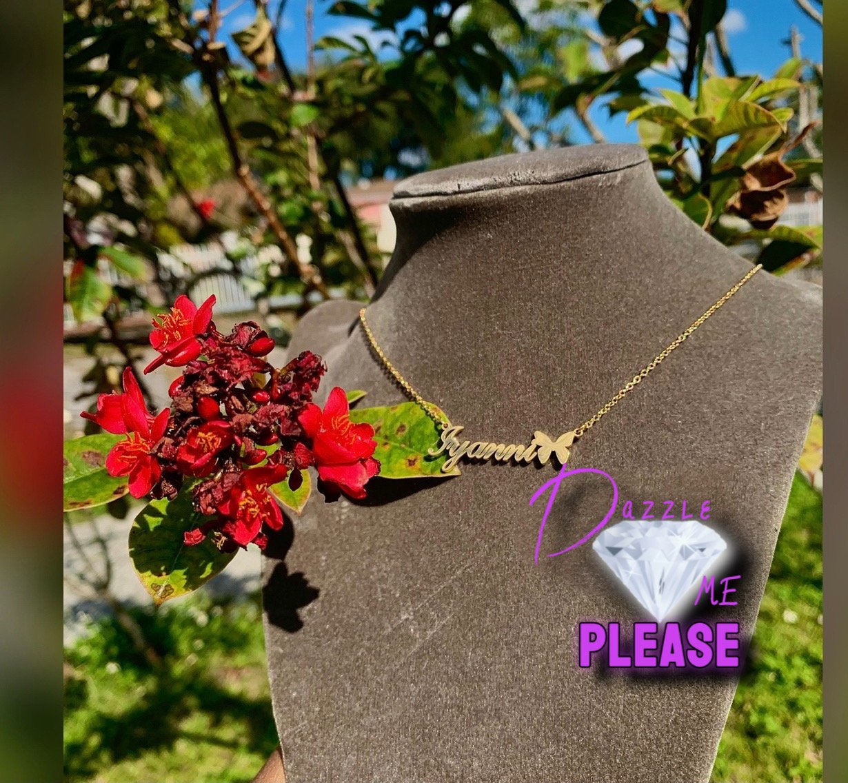 Image of Butterfly Stainless Steel Name Necklace 