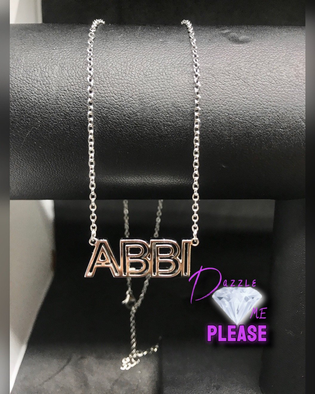Image of Modern outline stainless steel name necklace 