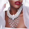 Snow White Beaded Pearl & Crystal Necklace Set