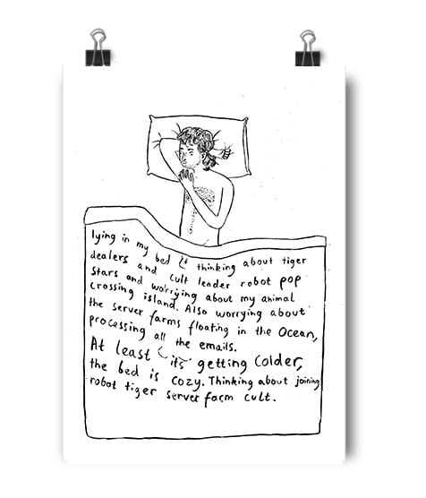 Image of Lying in Bed A3 print