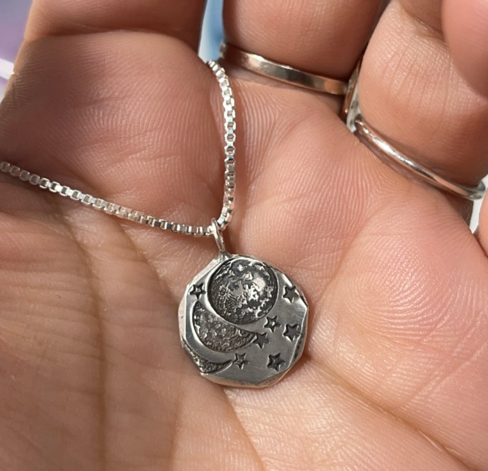 Image of moon phase coin necklace
