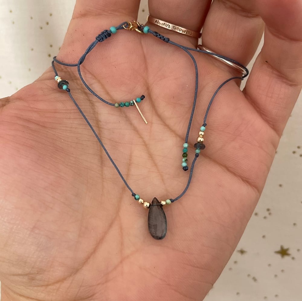 Image of dark moss aquamarine necklace