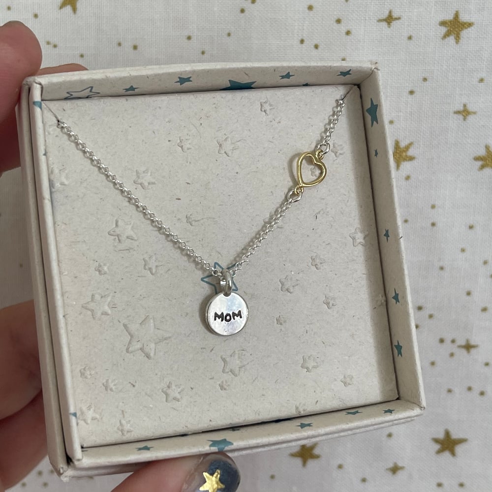 Image of circle charm and heart necklace