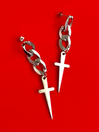Image 1 of THICK CHAIN DAGGER EARRINGS 