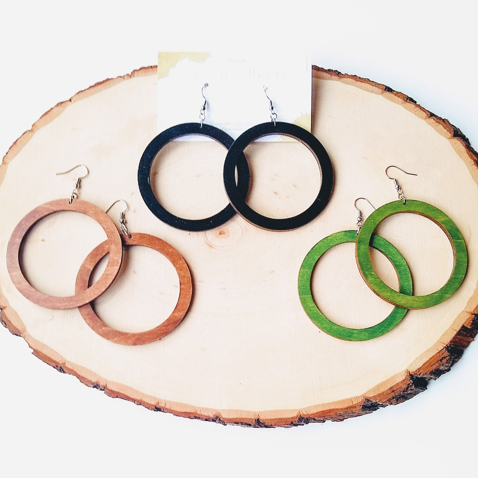 Wooden sales hoop earrings