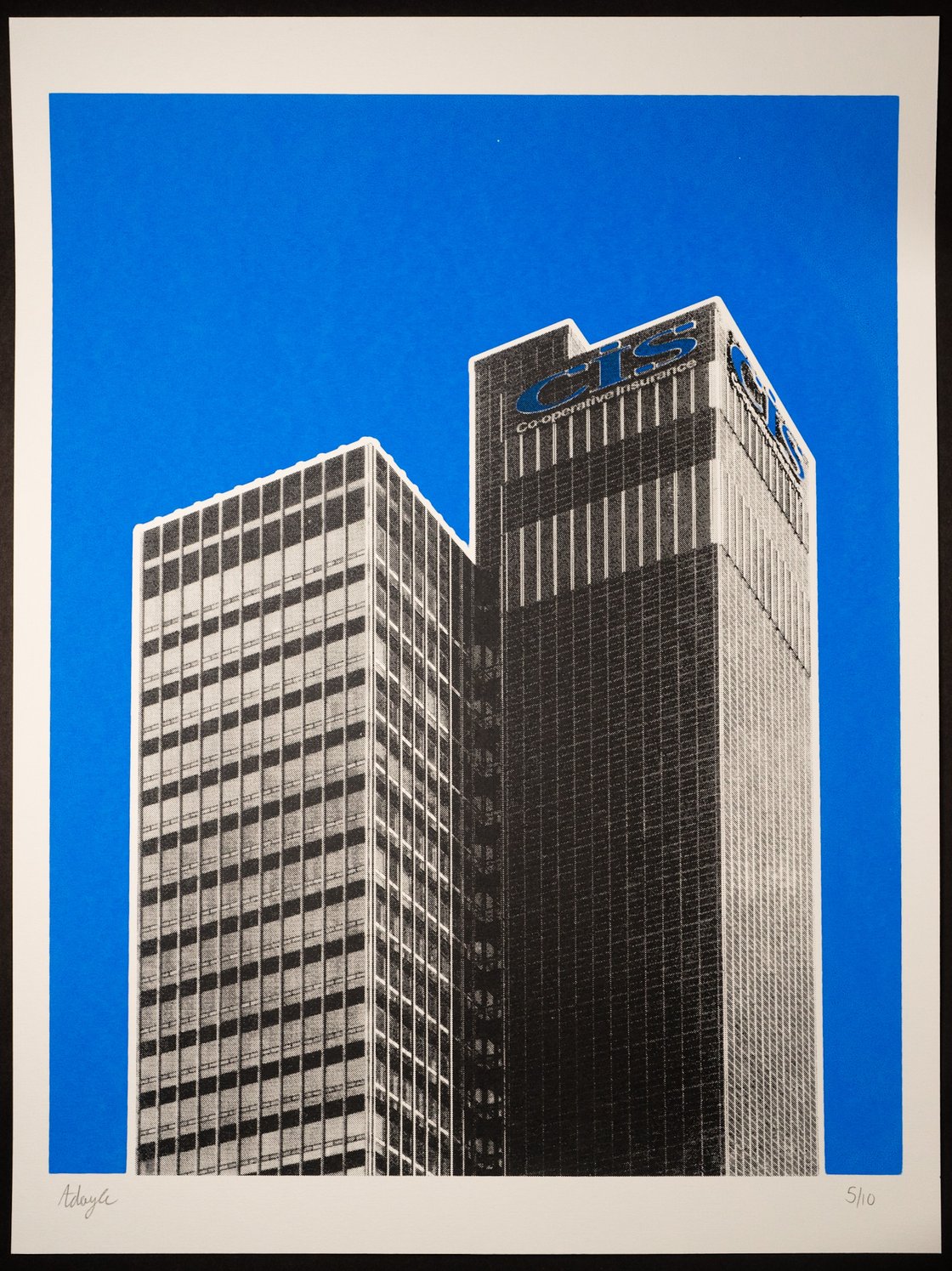 Image of CIS Tower Blue Screen Print