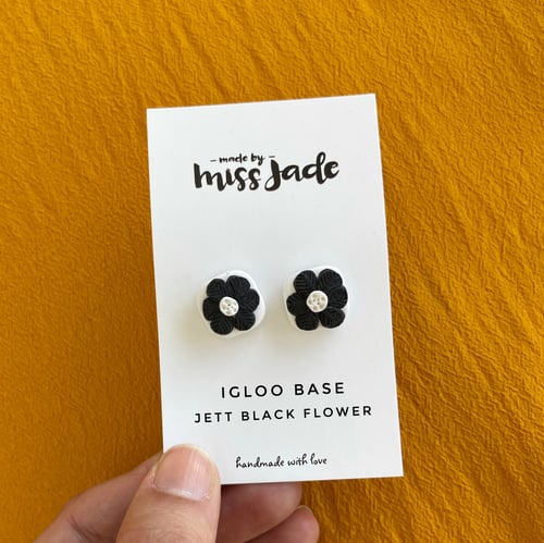 Image of White/Black Square Flower Studs