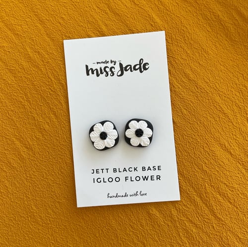 Image of White/Black Square Flower Studs