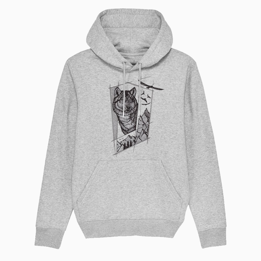 Wolf Mountain Hoodie Organic Cotton Tiny Print Shop