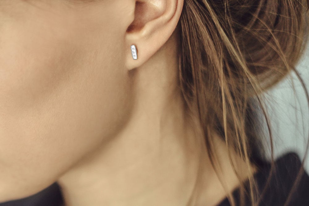 Image of MINI silver earrings with inscription in Latin