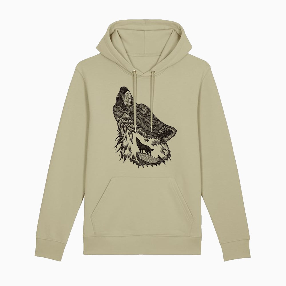 Howling Wolf Hoodie Organic Cotton Tiny Print Shop