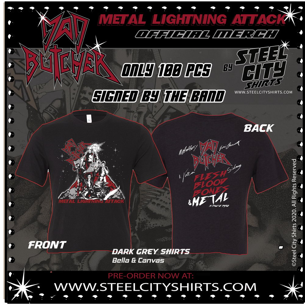 MAD BUTCHER- METAL LIGHTNING ATTACK SHIRTS- Pre-order