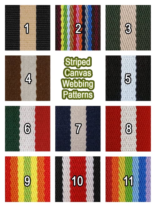 Image of Striped Color Canvas Webbing Strap - Adjustable - 1.5" Wide - Choose Style, Length & Gold Finish #19