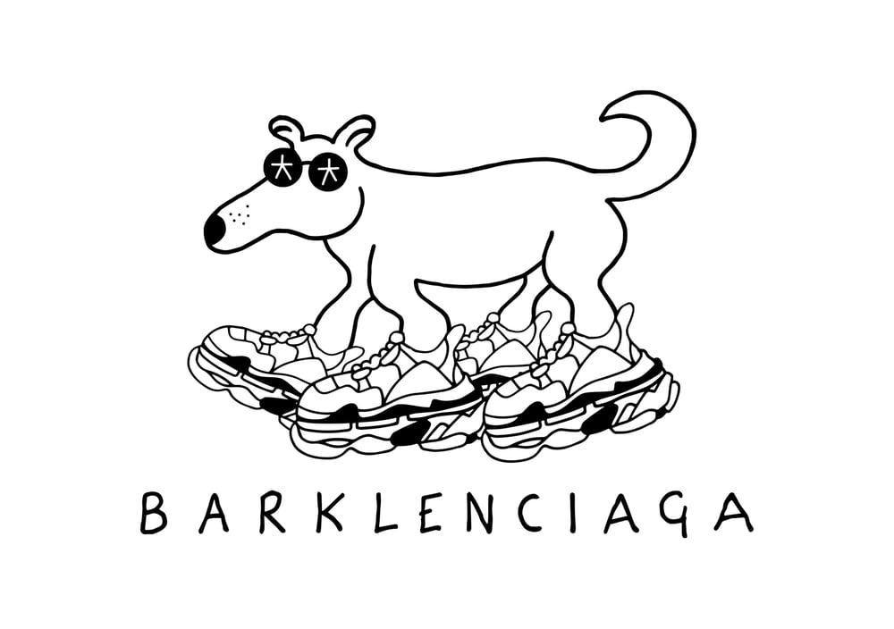Image of Barklenciaga designer dog.