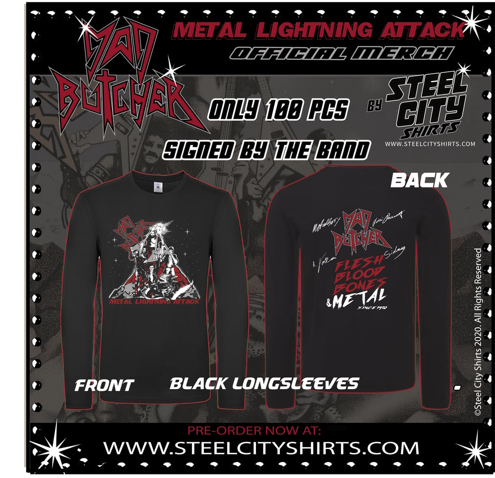 MAD BUTCHER- METAL LIGHTNING ATTACK SHIRTS- Pre-order