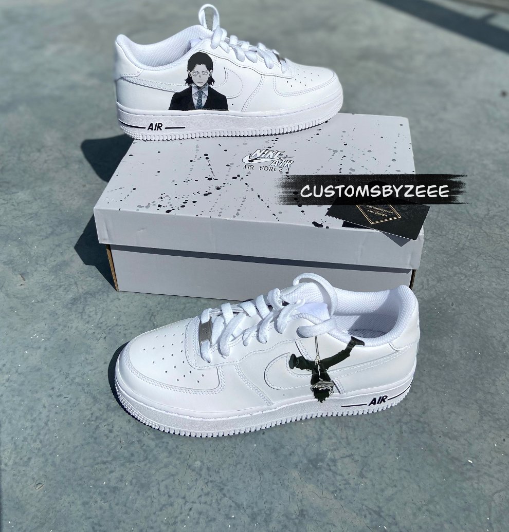 Black and white anime custom airforces with free crease protectors ...