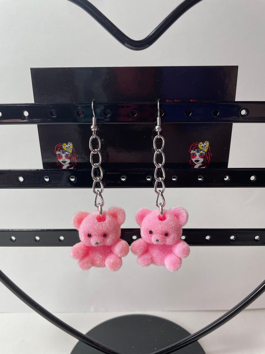 Image of Vintage Pink Bear Earrings