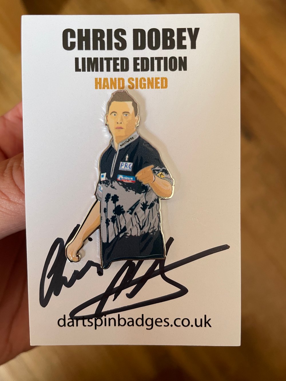 CHRIS DOBEY LIMITED EDITION PIN BADGE HAND SIGNED