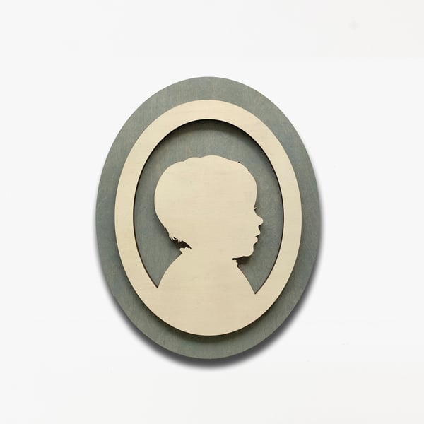 Image of Oval Silhouette Portrait Wooden Artwork